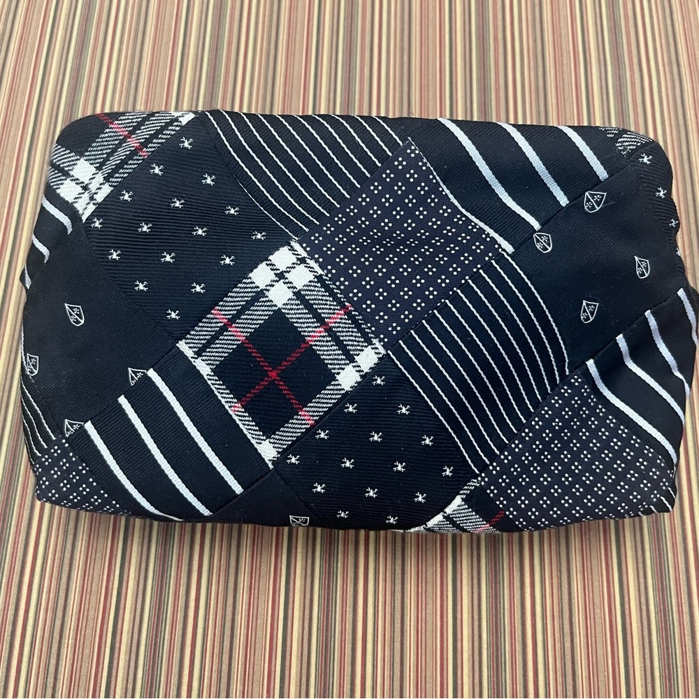 New J.Crew Patchwork Tie Silk Pleated Clutch